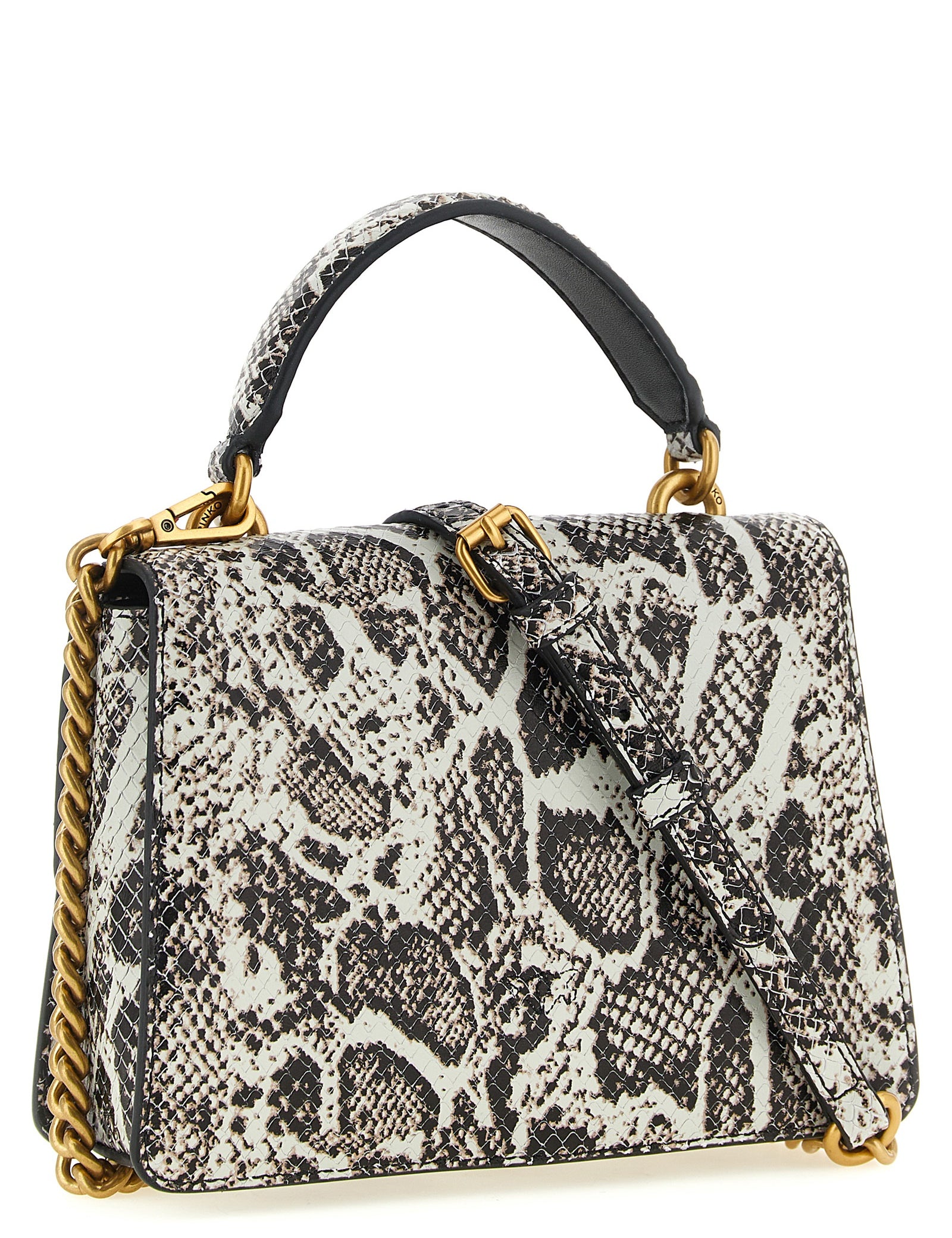 PINKO Gray Calfskin Handbag