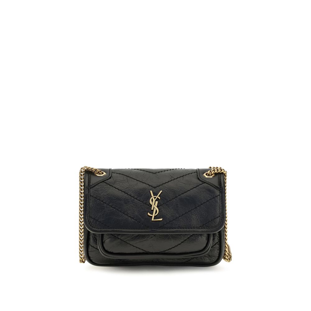 Saint Laurent Black Calf Leather Shoulder Bag