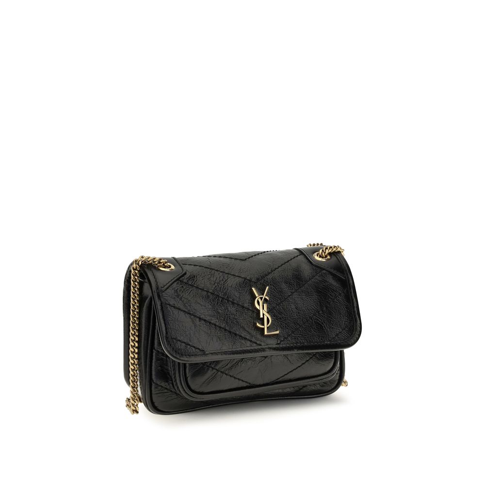 Saint Laurent Black Calf Leather Shoulder Bag