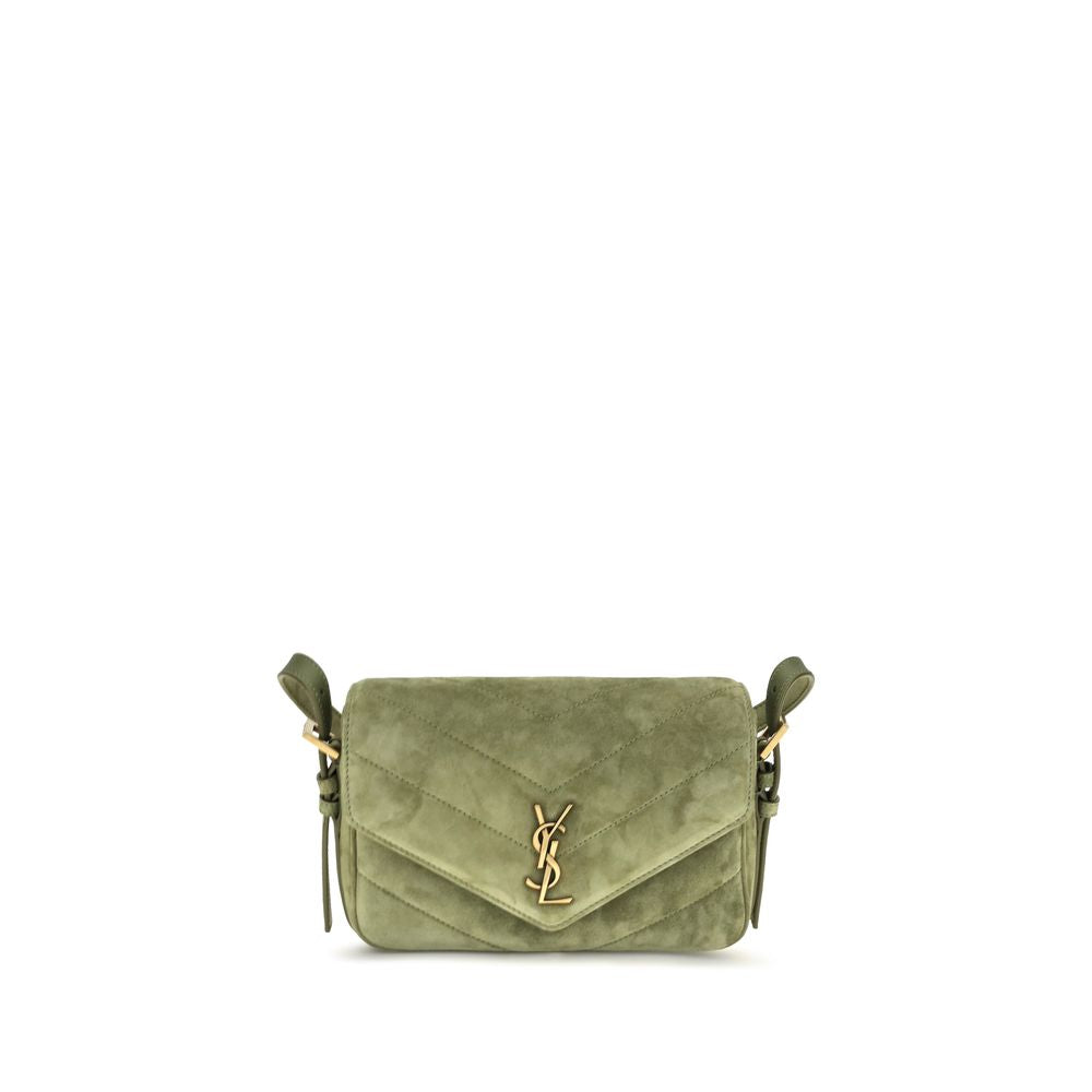 Saint Laurent Bicolor Suede Shoulder Bag
