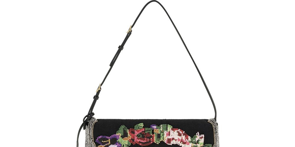 Valentino Garavani Black Satin Shoulder Bags