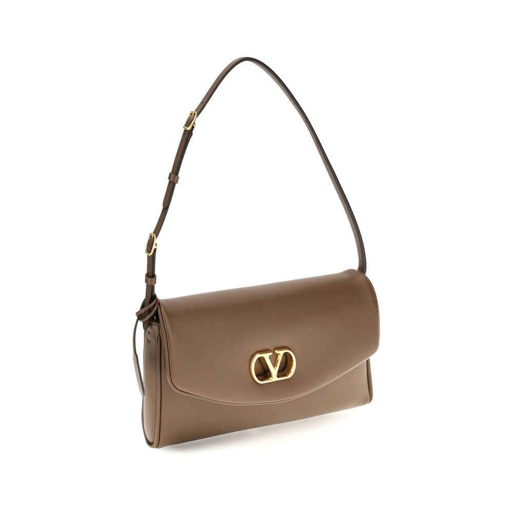 Valentino Garavani Brown Calf Leather Shoulder Bag