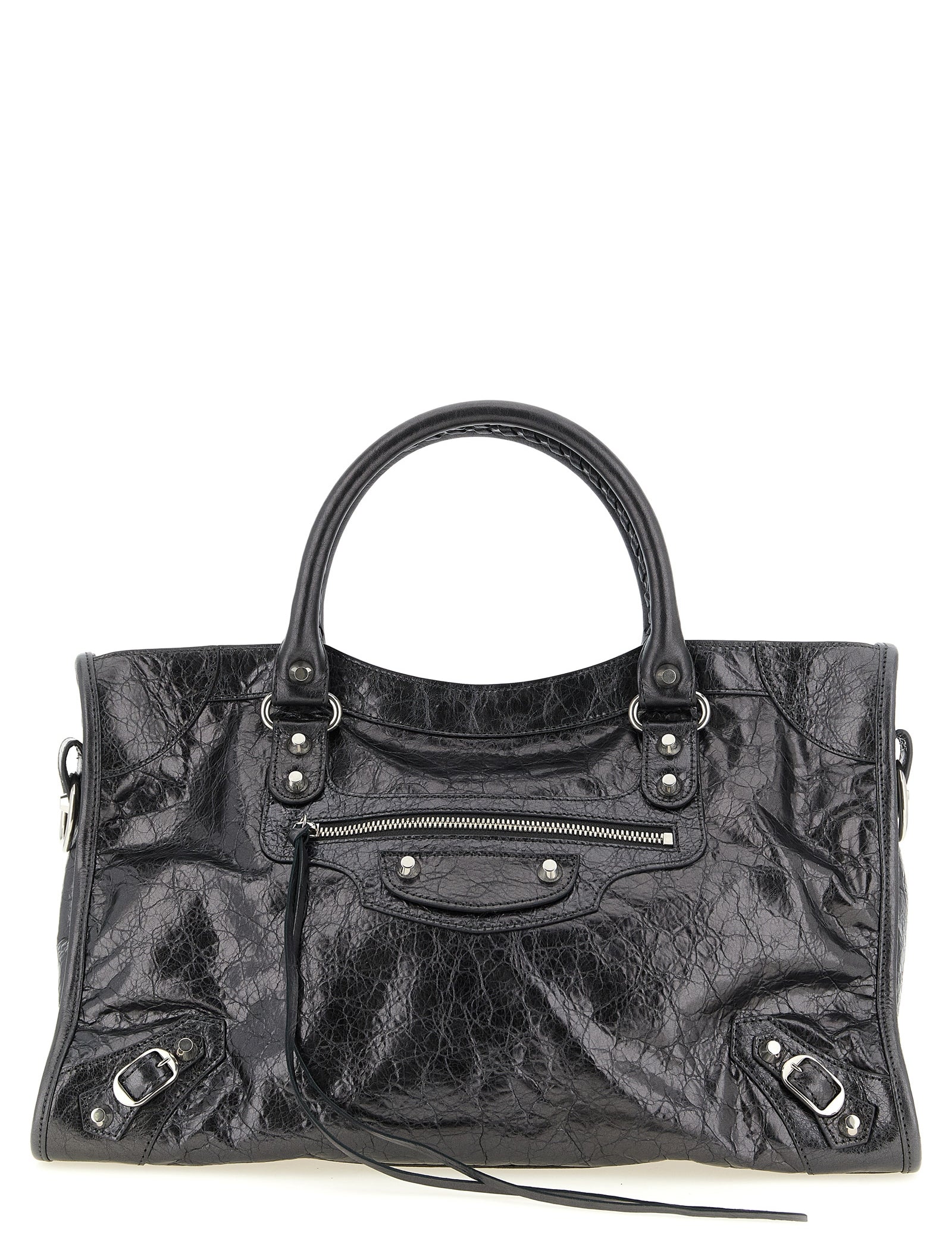 Balenciaga Silver Lamb Leather Handbag