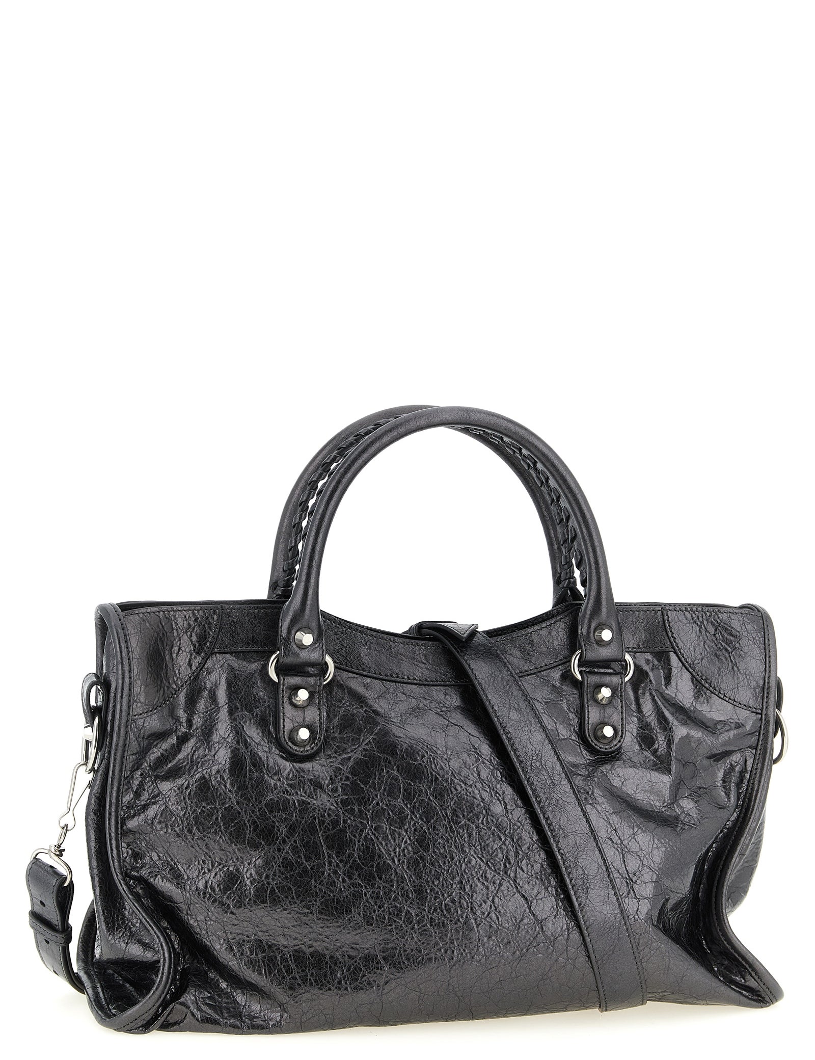 Balenciaga Silver Lamb Leather Handbag