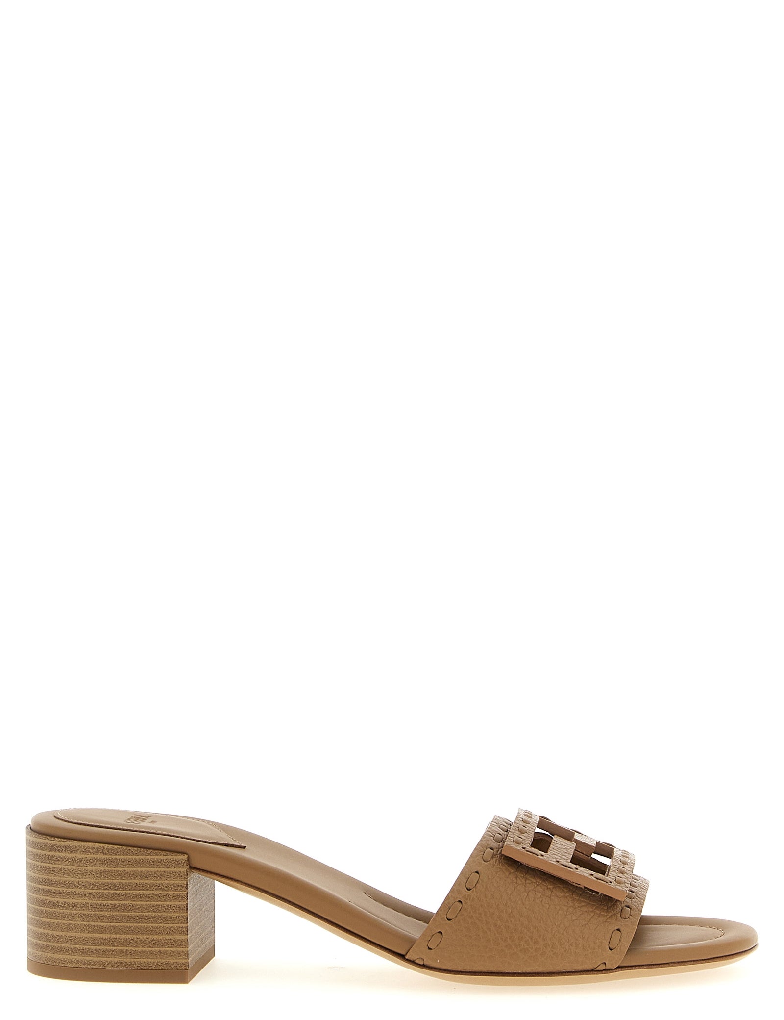 Fendi Beige Calfskin Flat Sandals