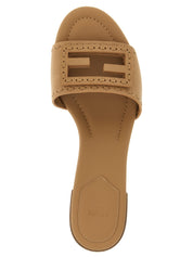 Fendi Beige Calfskin Flat Sandals