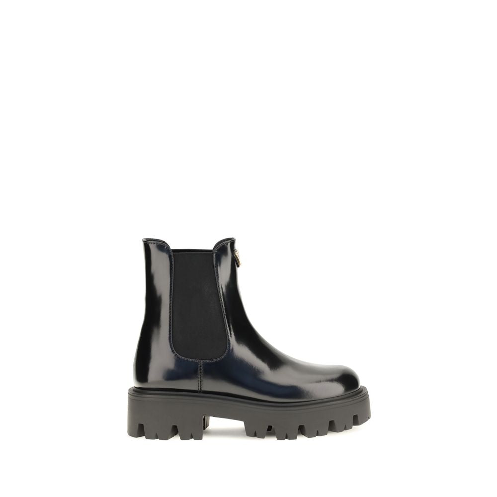 Prada Black Calf Leather Chelsea Boots