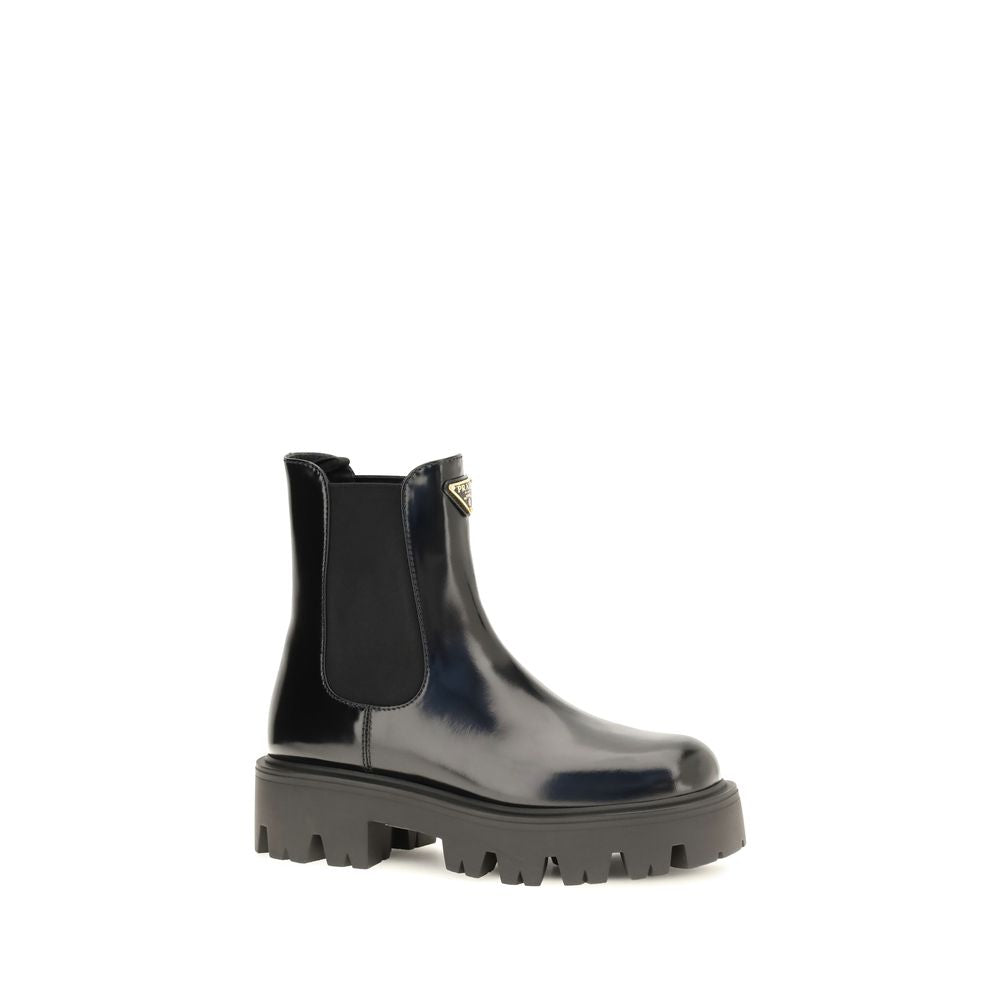 Prada Black Calf Leather Chelsea Boots