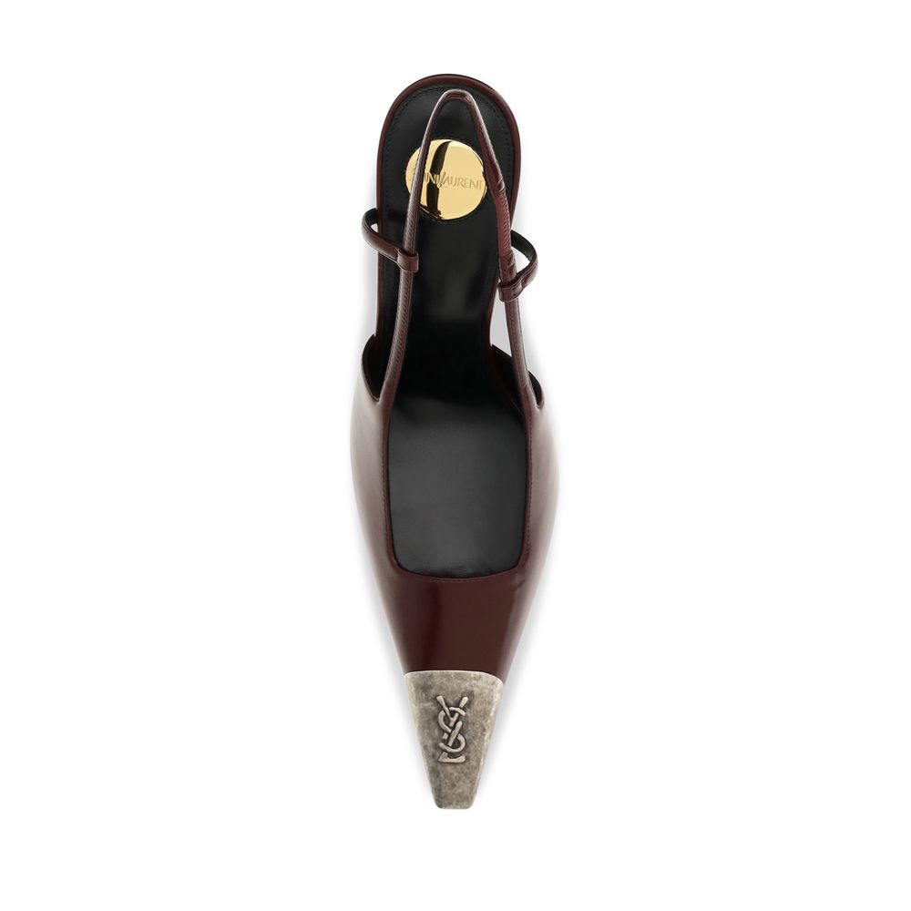 Saint Laurent Bordeaux Calf Leather High Heel Pumps