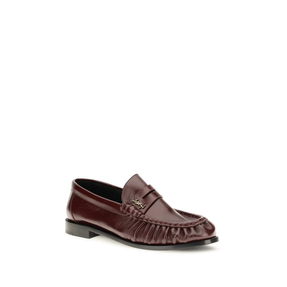 Saint Laurent Bordeaux Lambskin Slip-On Loafers