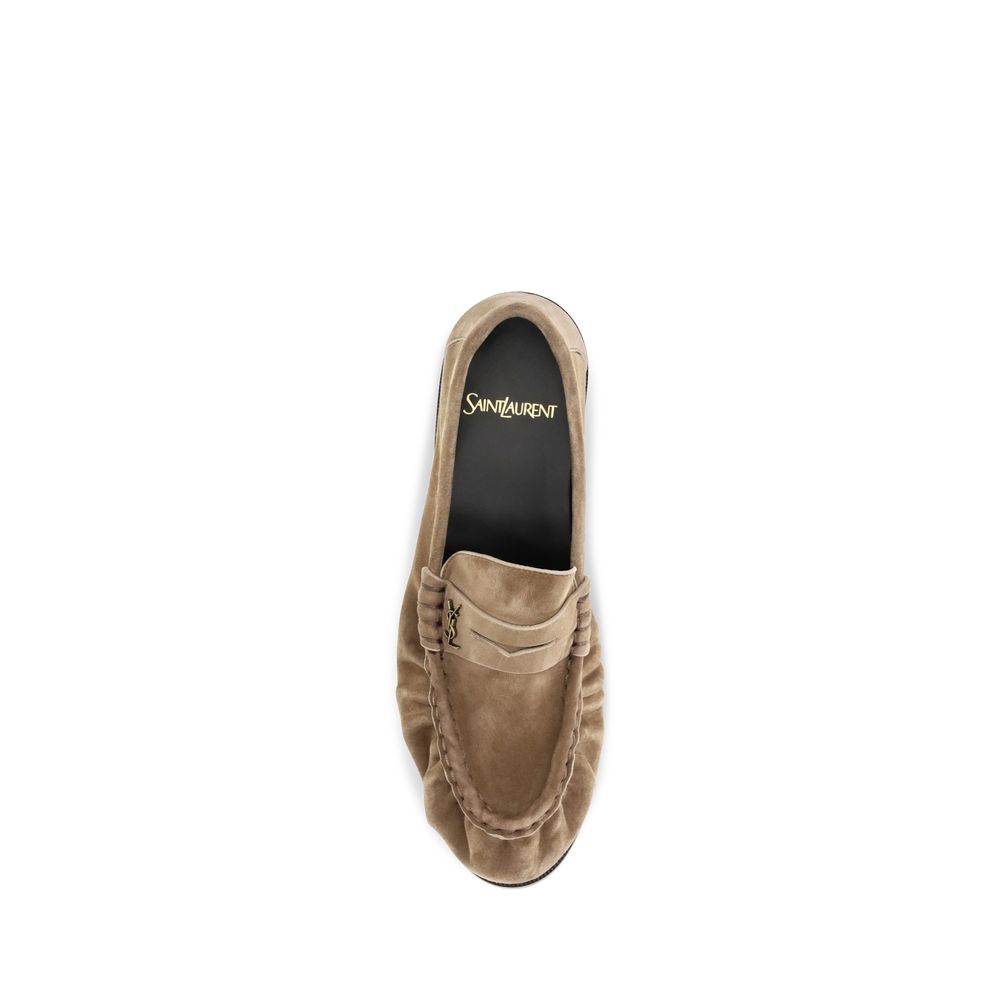 Saint Laurent Beige Calf Leather Loafers
