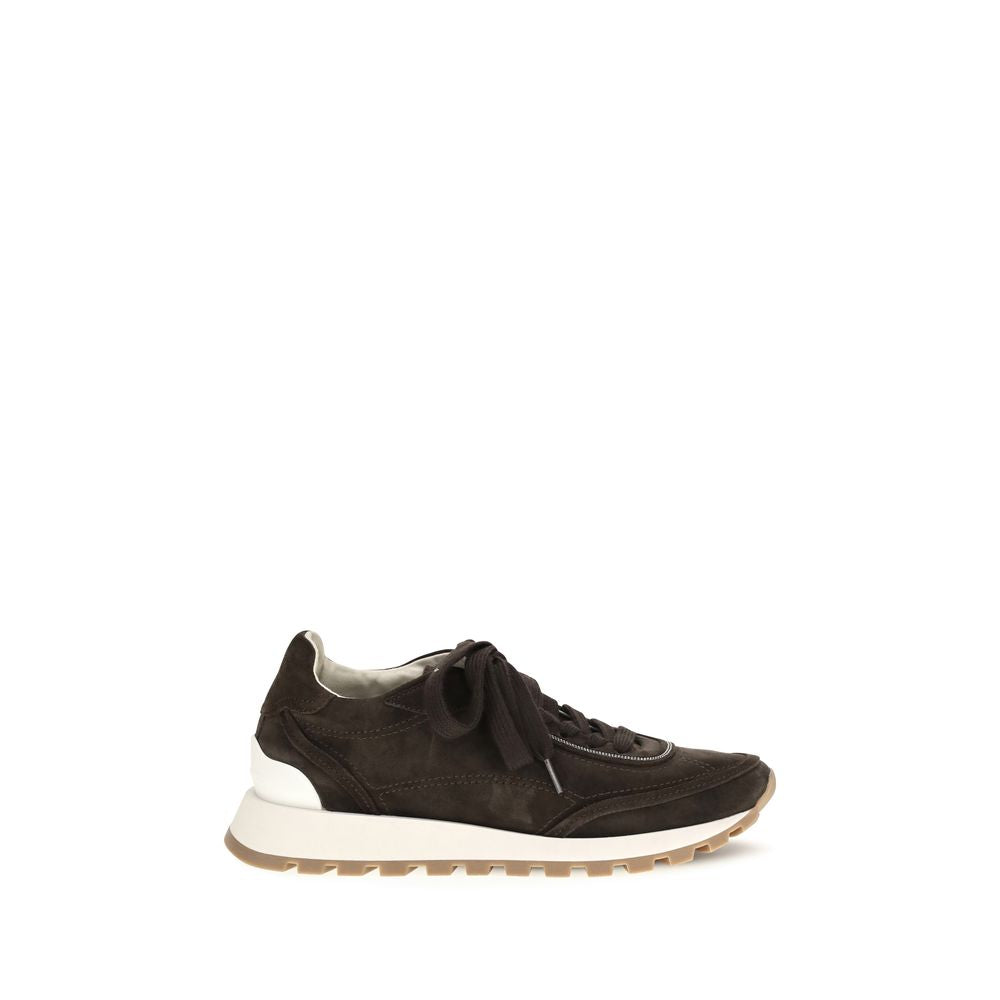 Brunello Cucinelli Brown Suede Low Top Sneakers