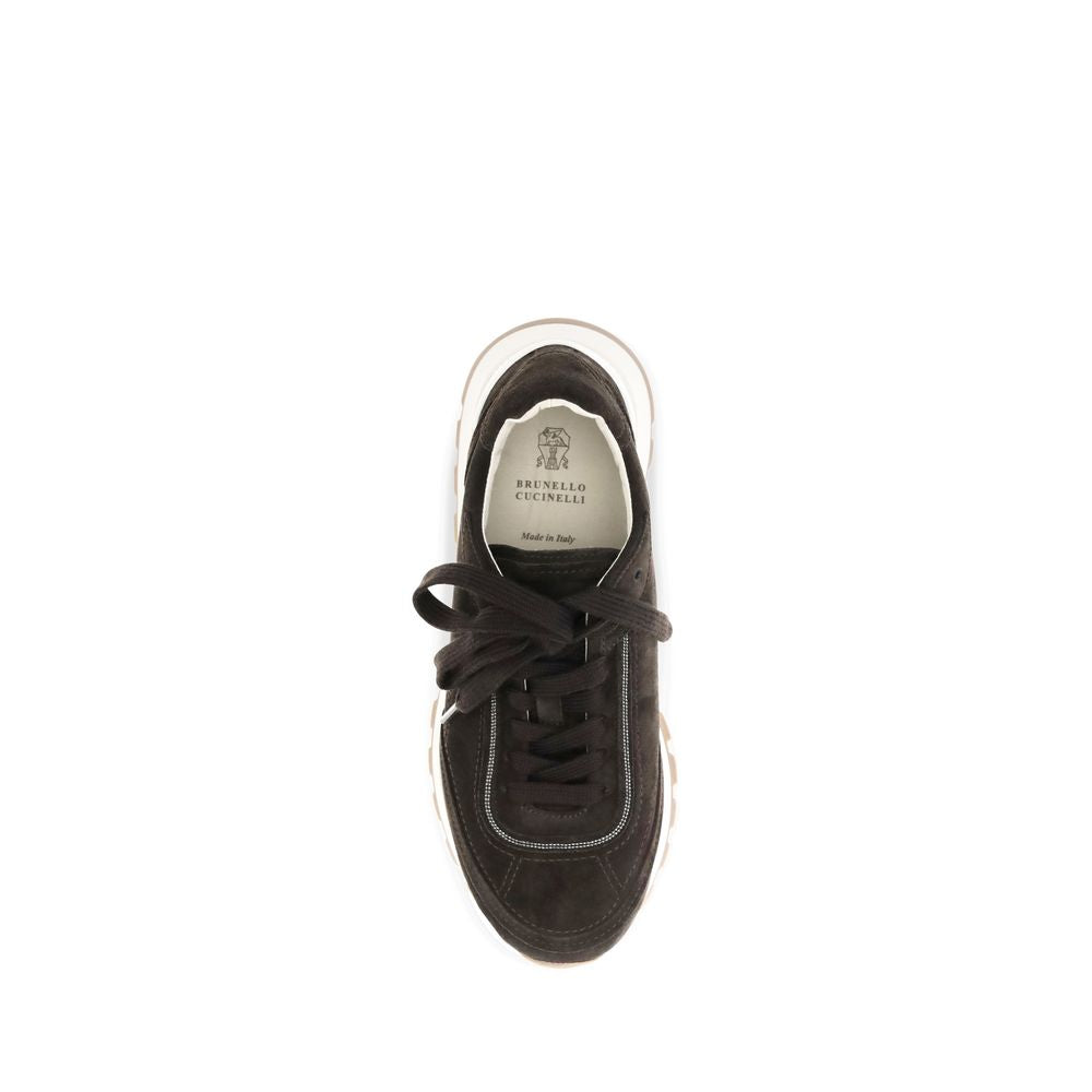 Brunello Cucinelli Brown Suede Low Top Sneakers