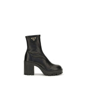 Prada Black Calf Leather Ankle Boots