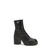 Prada Black Calf Leather Ankle Boots