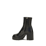 Prada Black Calf Leather Ankle Boots