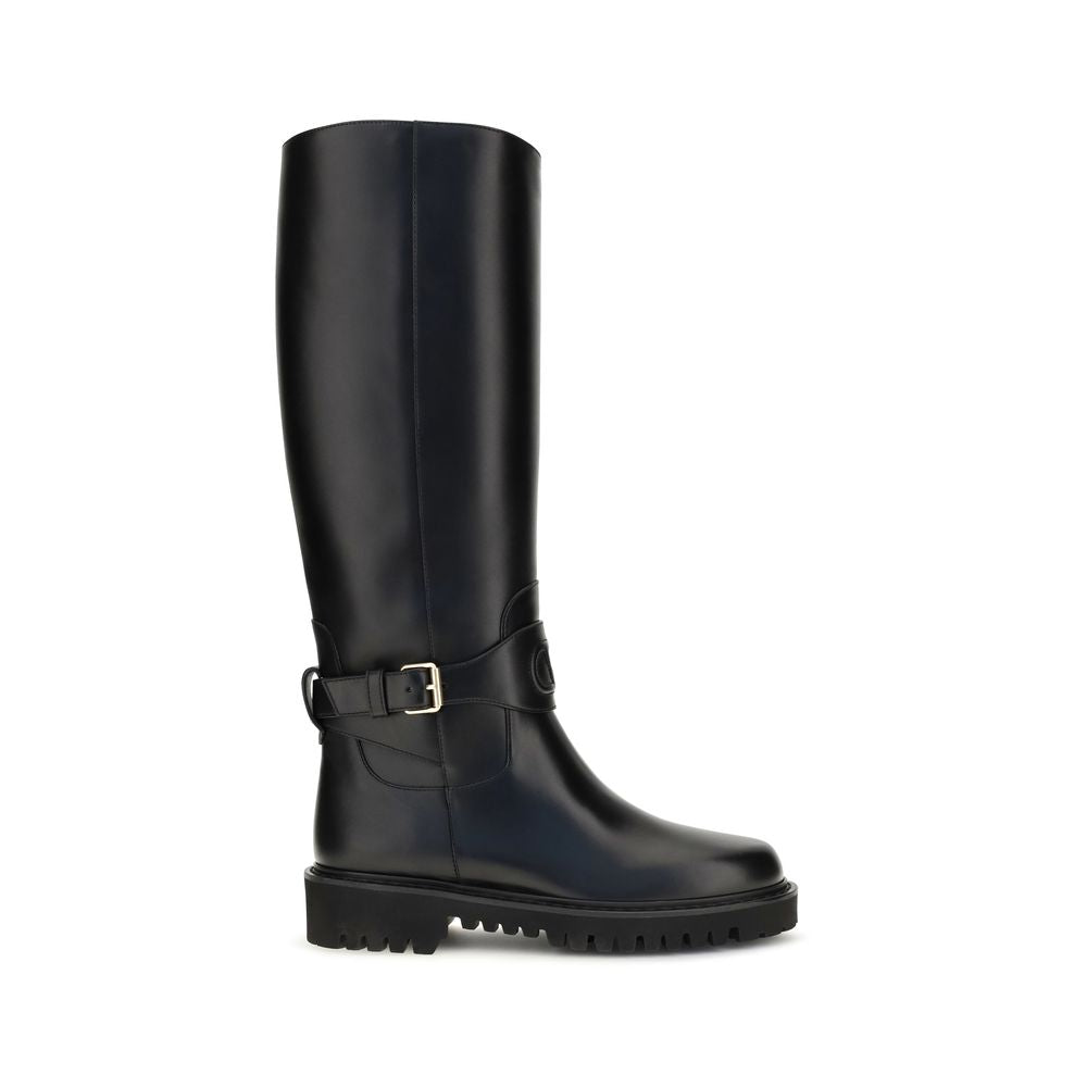 Valentino Garavani Black Calf Leather High Boots