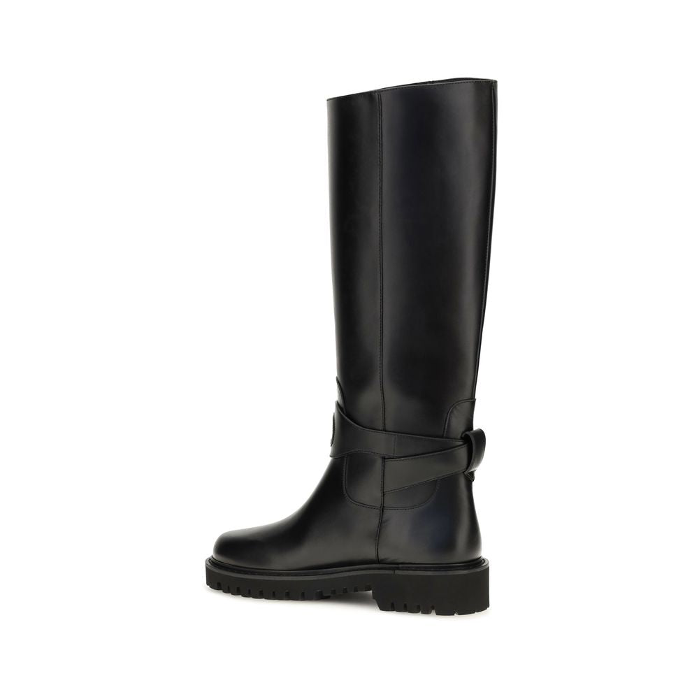 Valentino Garavani Black Calf Leather High Boots