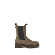 Brunello Cucinelli Brown Calf Leather Ankle Boots