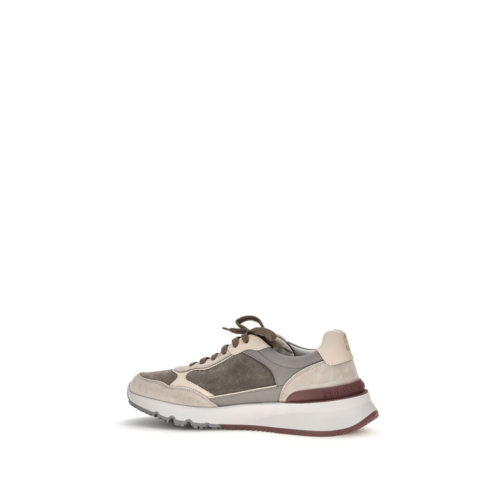 Brunello Cucinelli Gray Calf Leather Chunky Sneakers