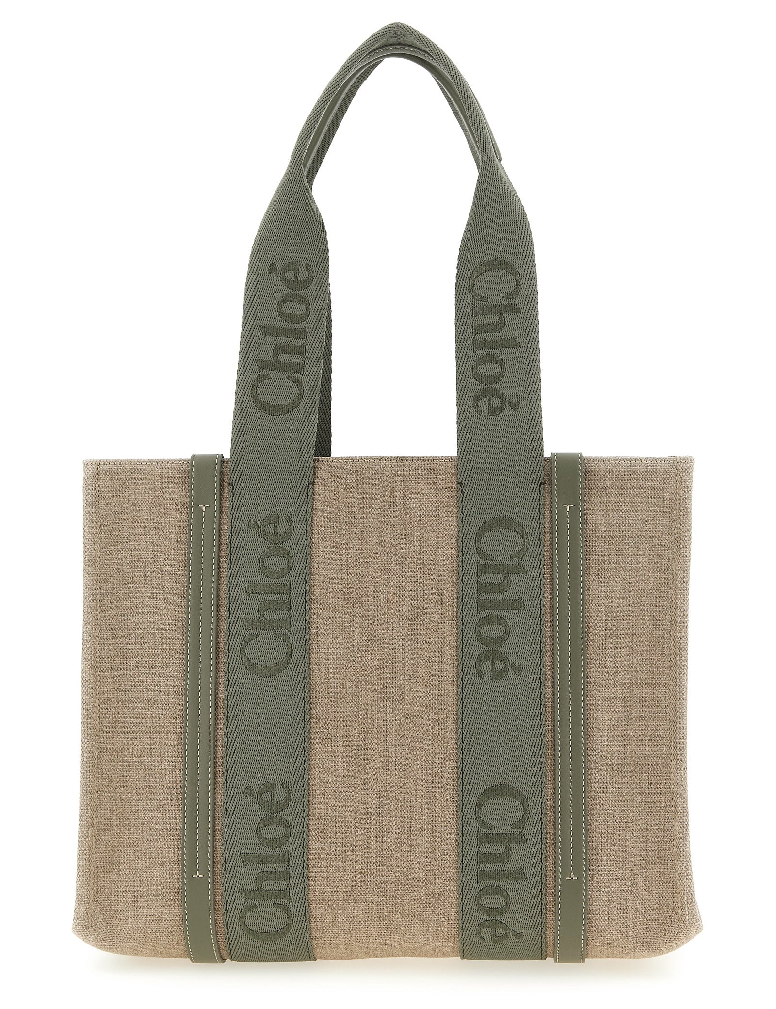 Chloé Green Linen Tote Bag