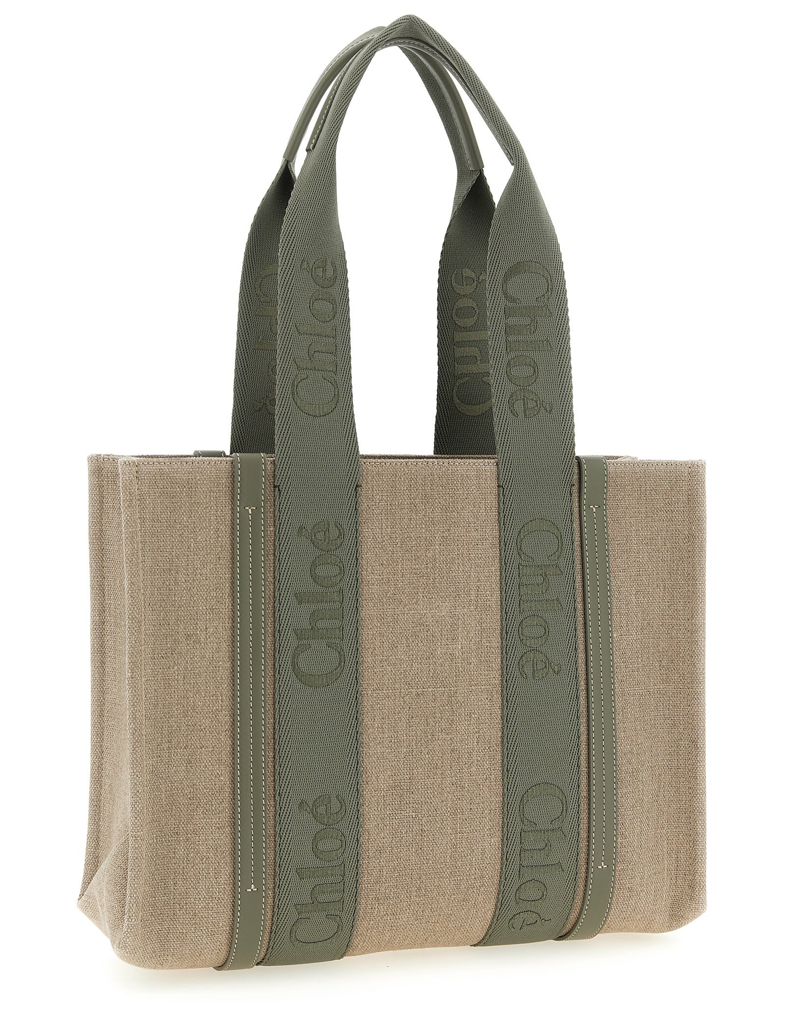 Chloé Green Linen Tote Bag