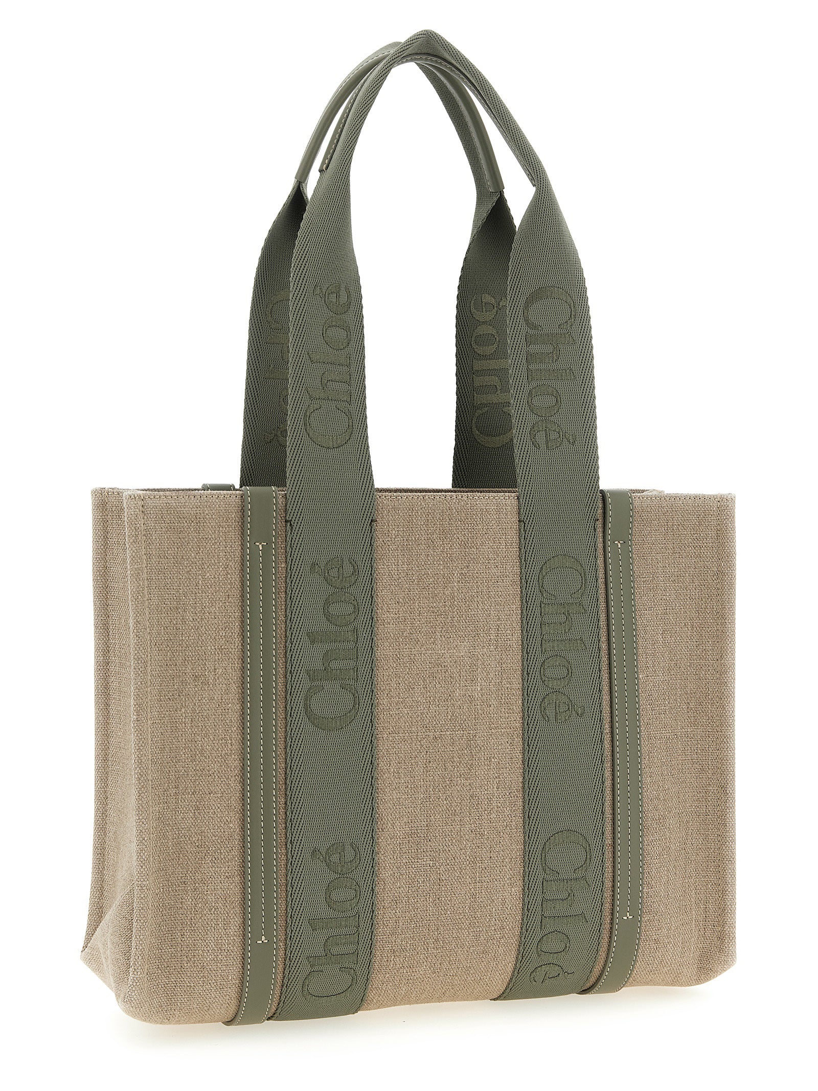 Chloé Green Linen Tote Bag