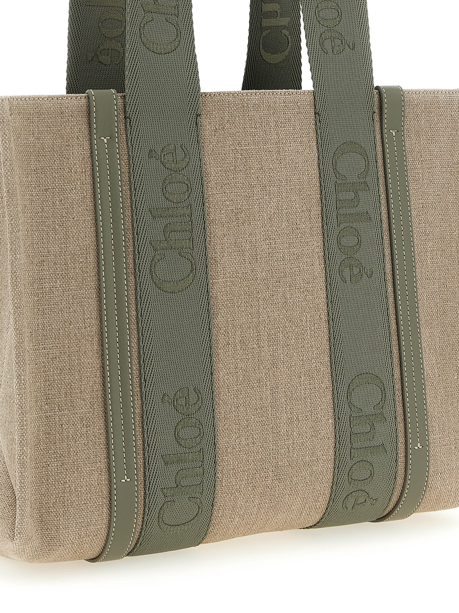 Chloé Green Linen Tote Bag