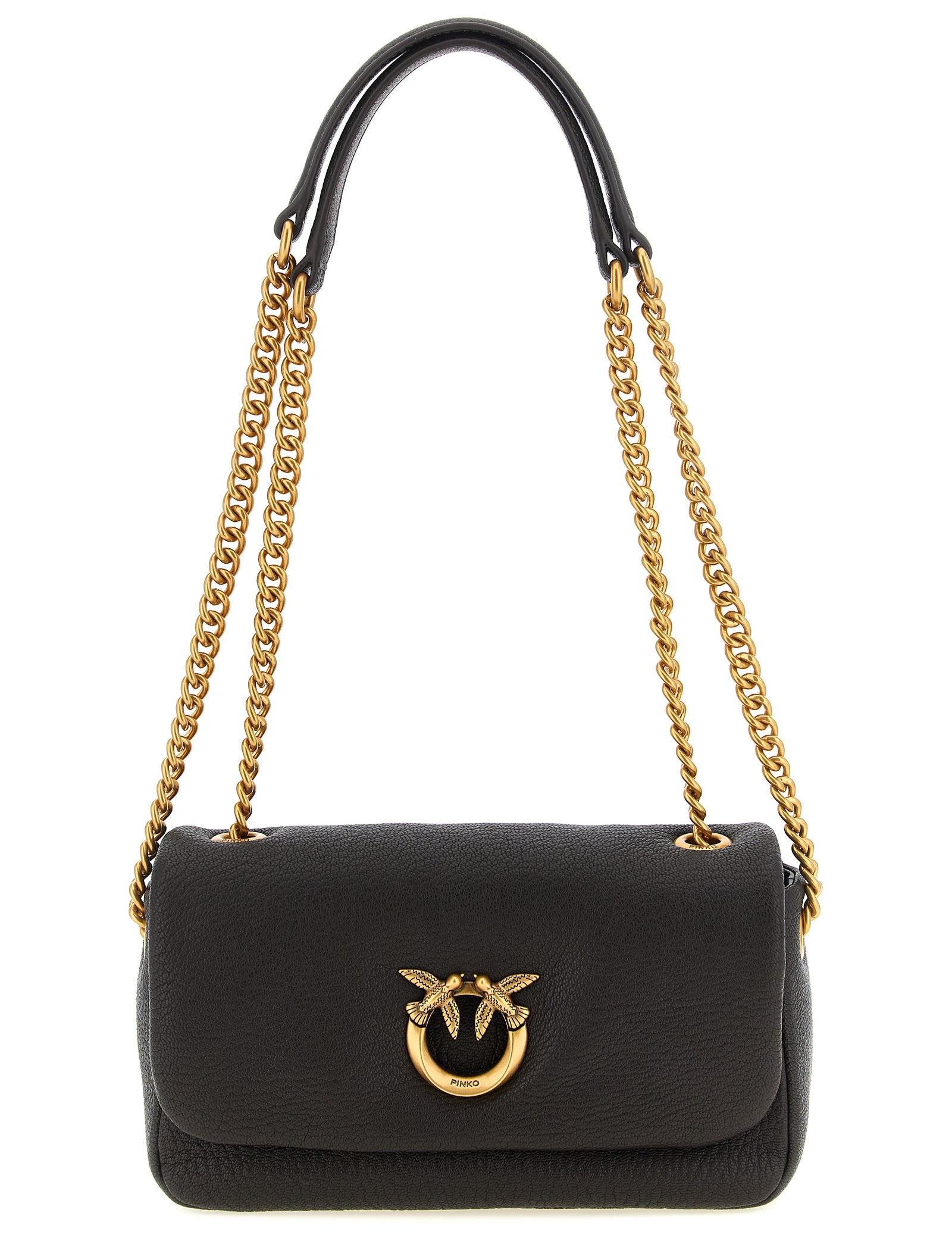PINKO Brown Lamb Leather Crossbody Bag