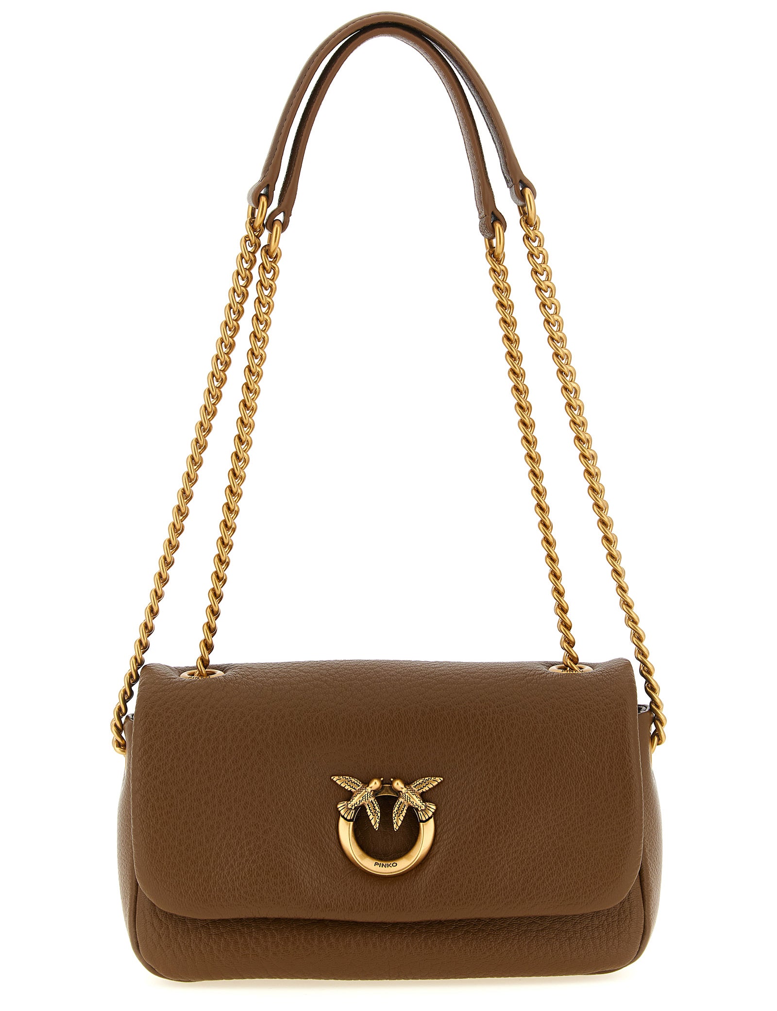 PINKO Brown Lamb Leather Shoulder Bag