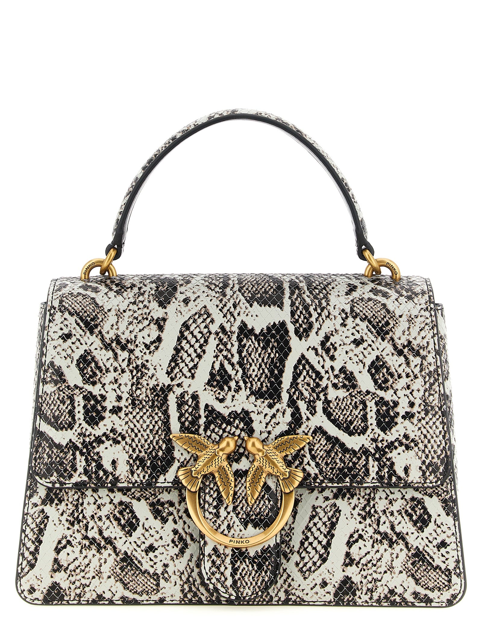 PINKO Gray Calfskin Handbag
