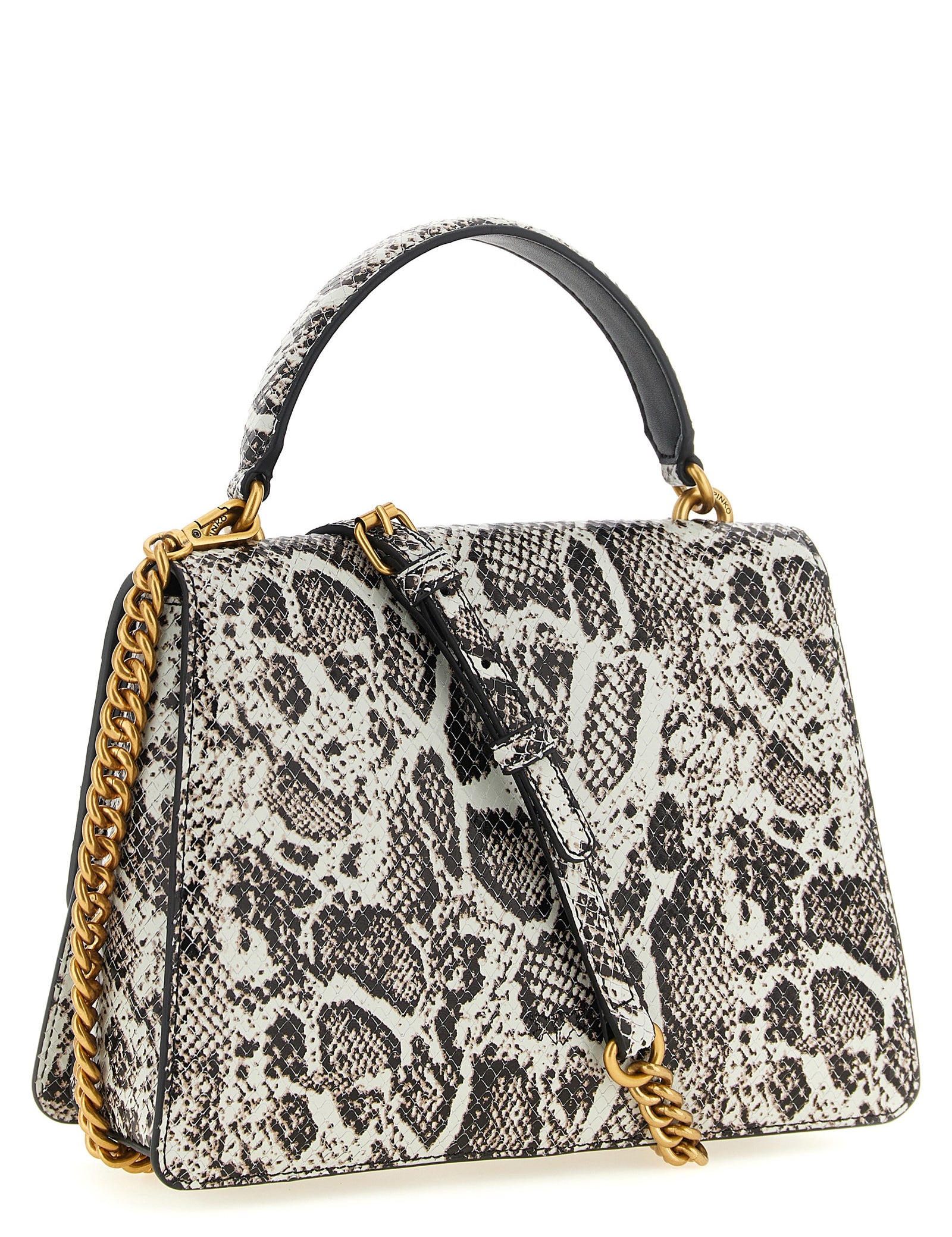 PINKO Gray Calfskin Handbag