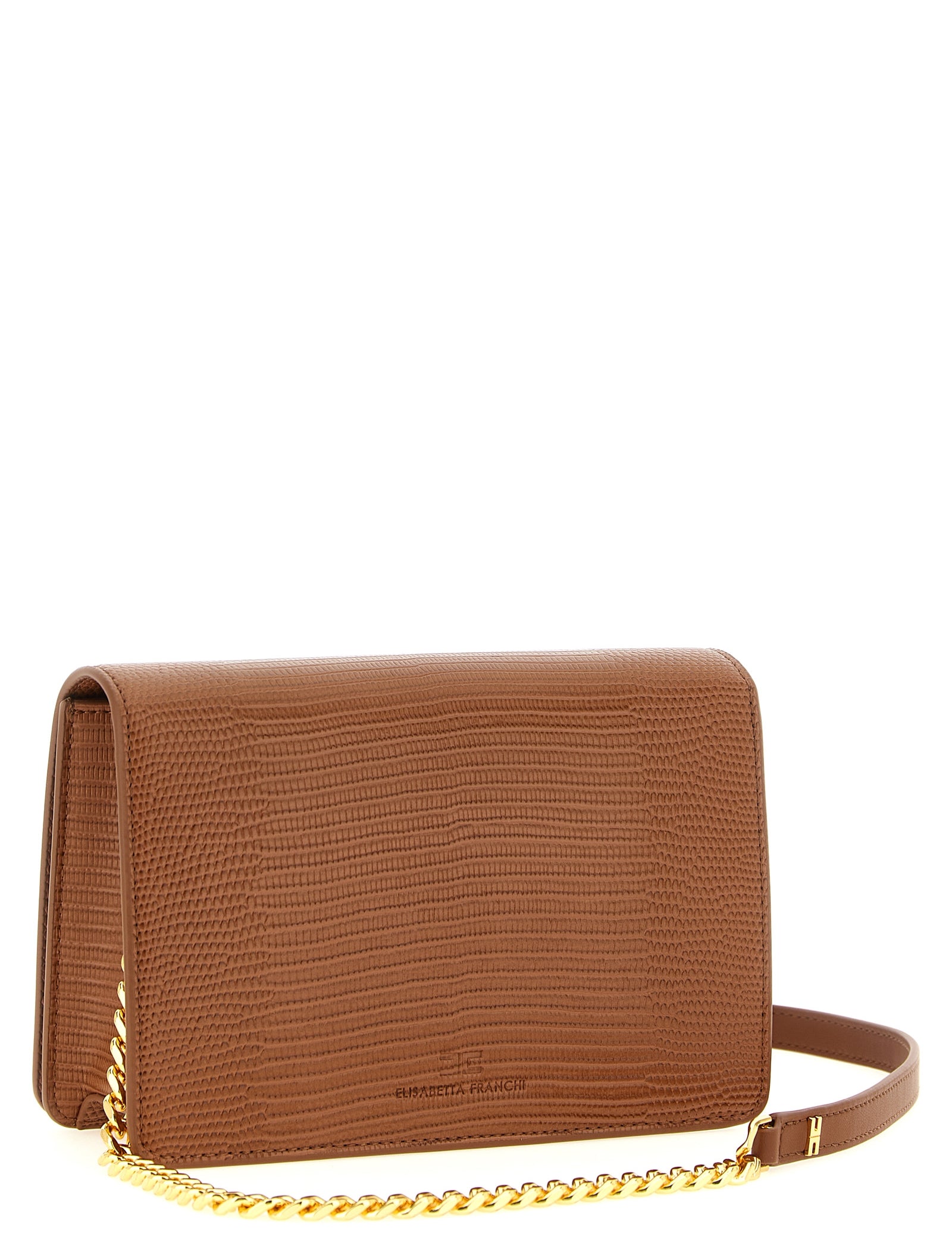 Elisabetta Franchi Brown Polyester Clutch Bag