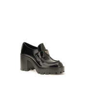 Prada Black Calf Leather Platform Loafers