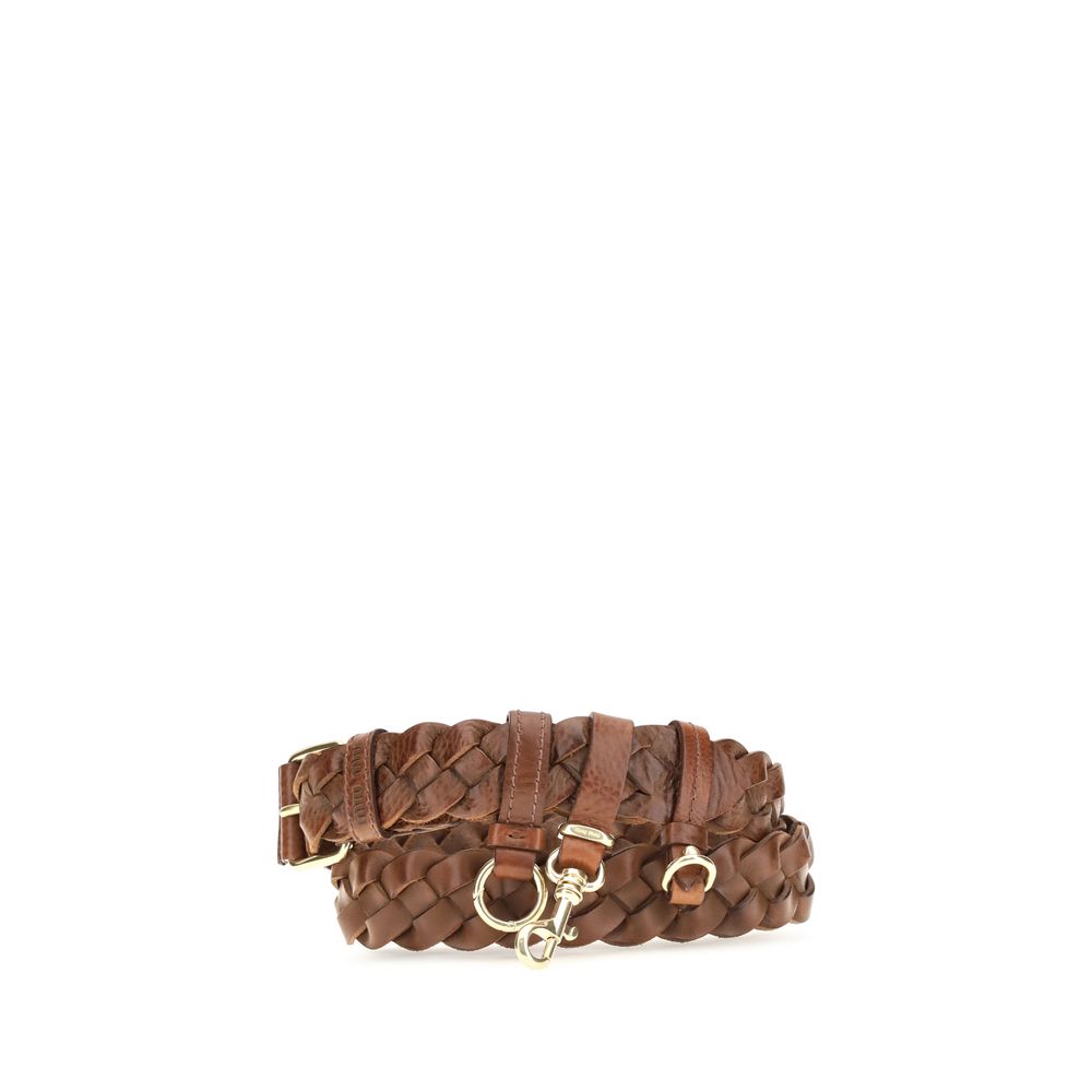 Miu Miu Brown Calf Leather Regular Belt