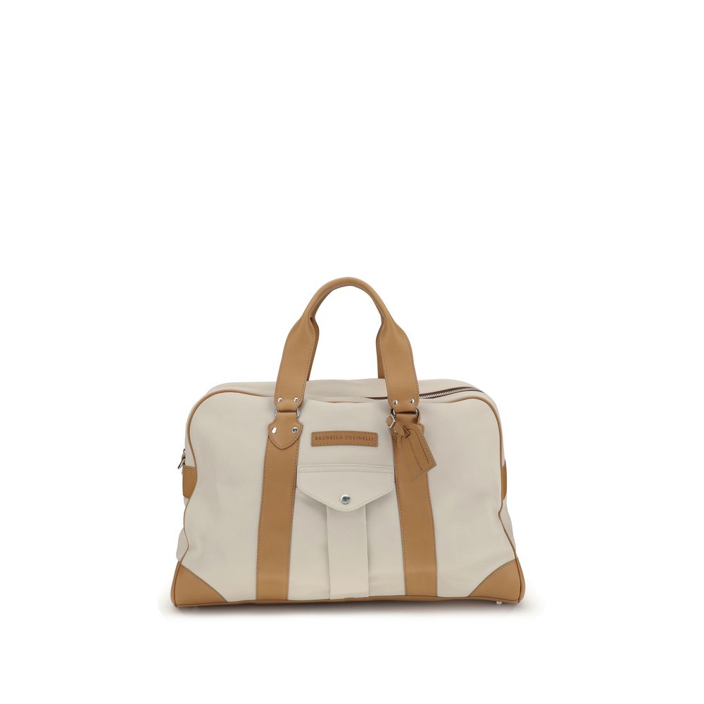 Brunello Cucinelli Beige Calf Leather Travel Bag