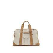 Brunello Cucinelli Beige Calf Leather Travel Bag