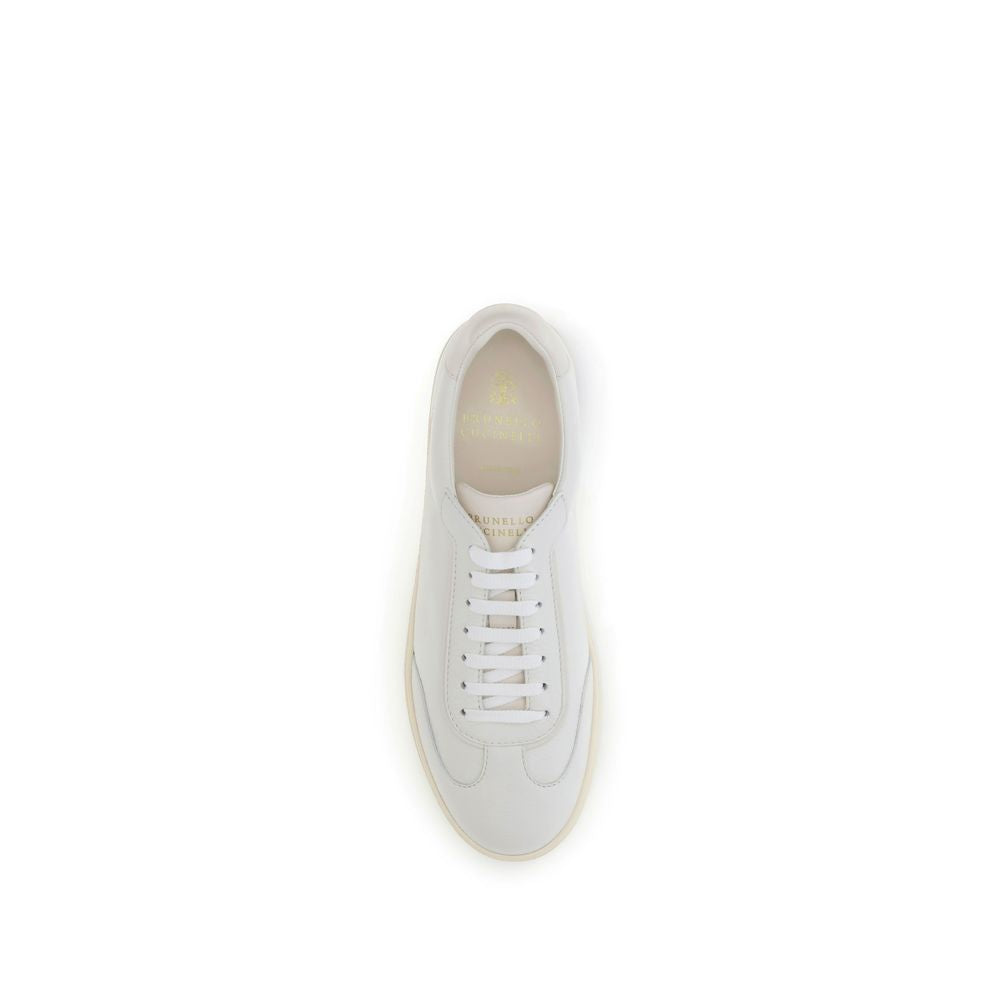 Brunello Cucinelli White Deerskin Low Top Sneakers