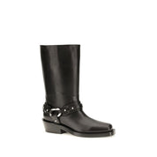 Rabanne Black Calf Leather Flat Boots