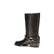 Rabanne Black Calf Leather Flat Boots