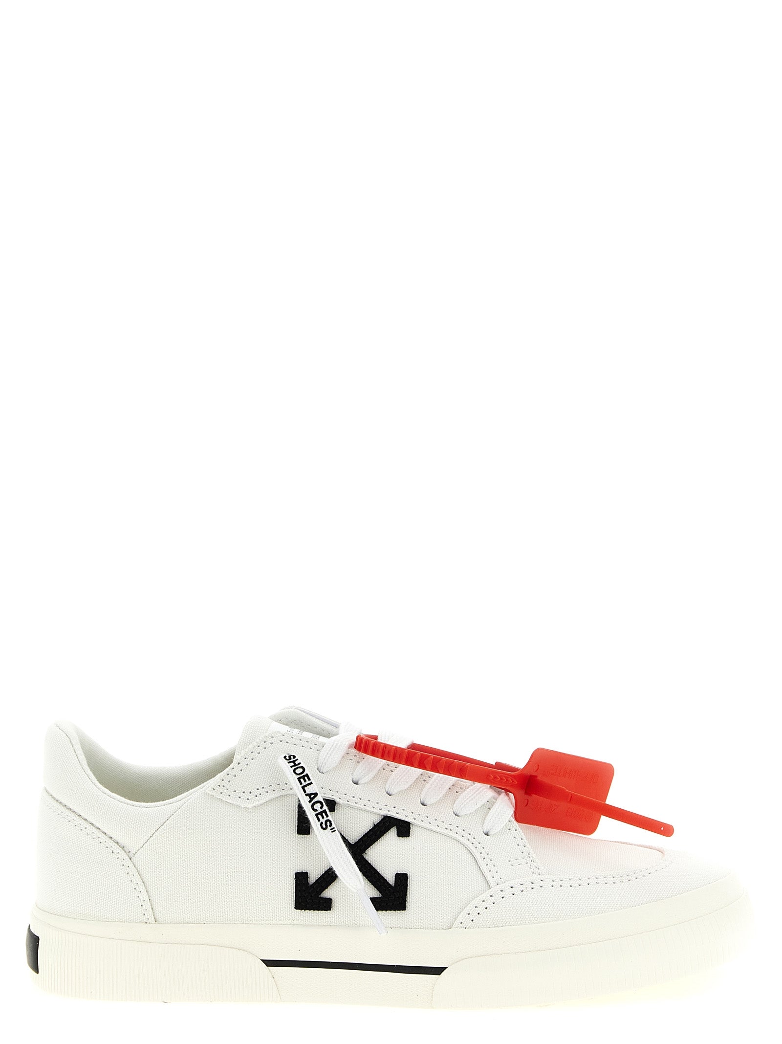 Off-White White/Black Cotton Low Top Sneakers