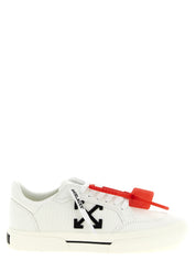 Off-White White/Black Cotton Low Top Sneakers