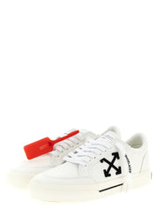 Off-White White/Black Cotton Low Top Sneakers