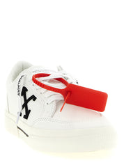 Off-White White/Black Cotton Low Top Sneakers