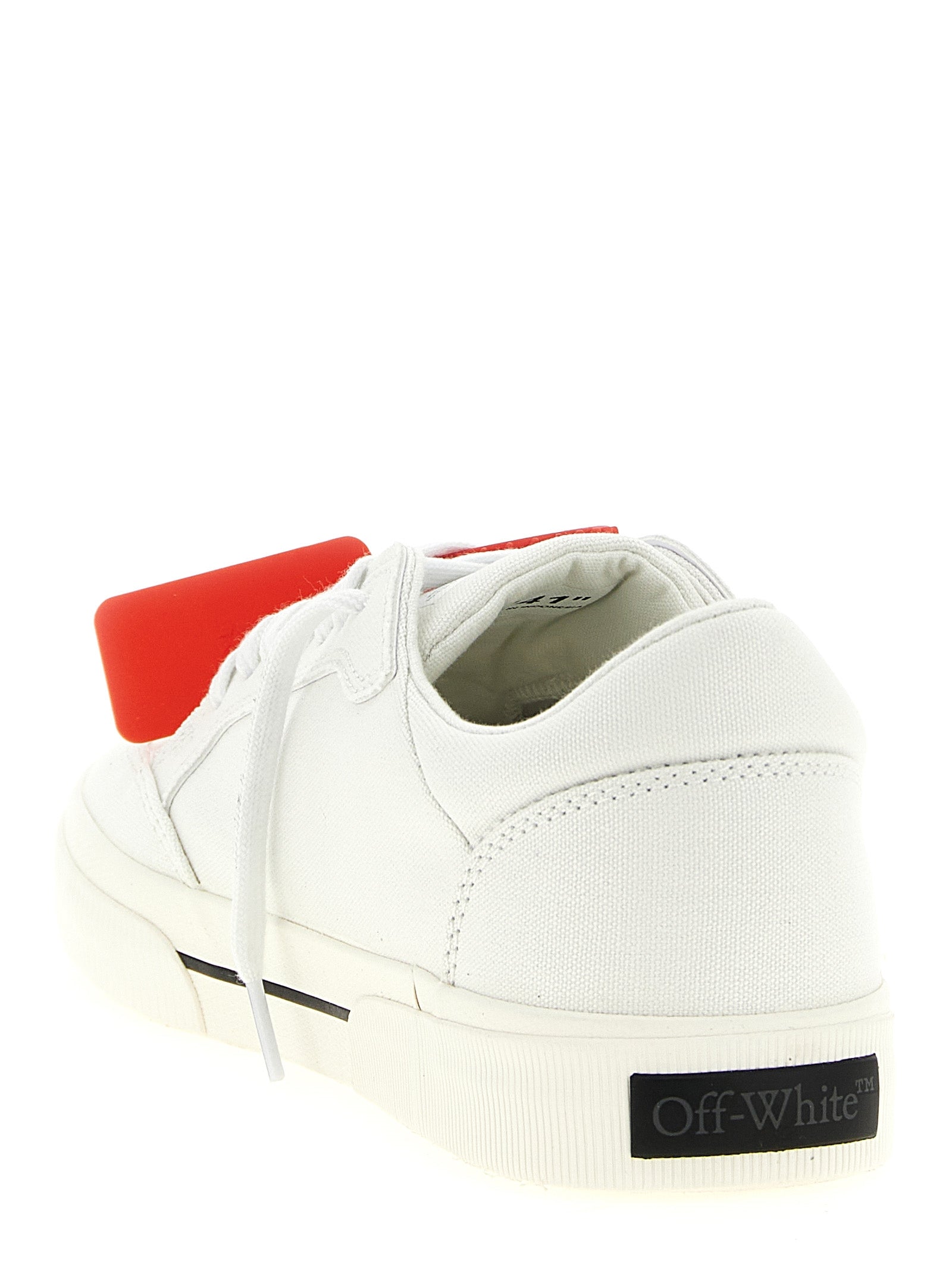 Off-White White/Black Cotton Low Top Sneakers