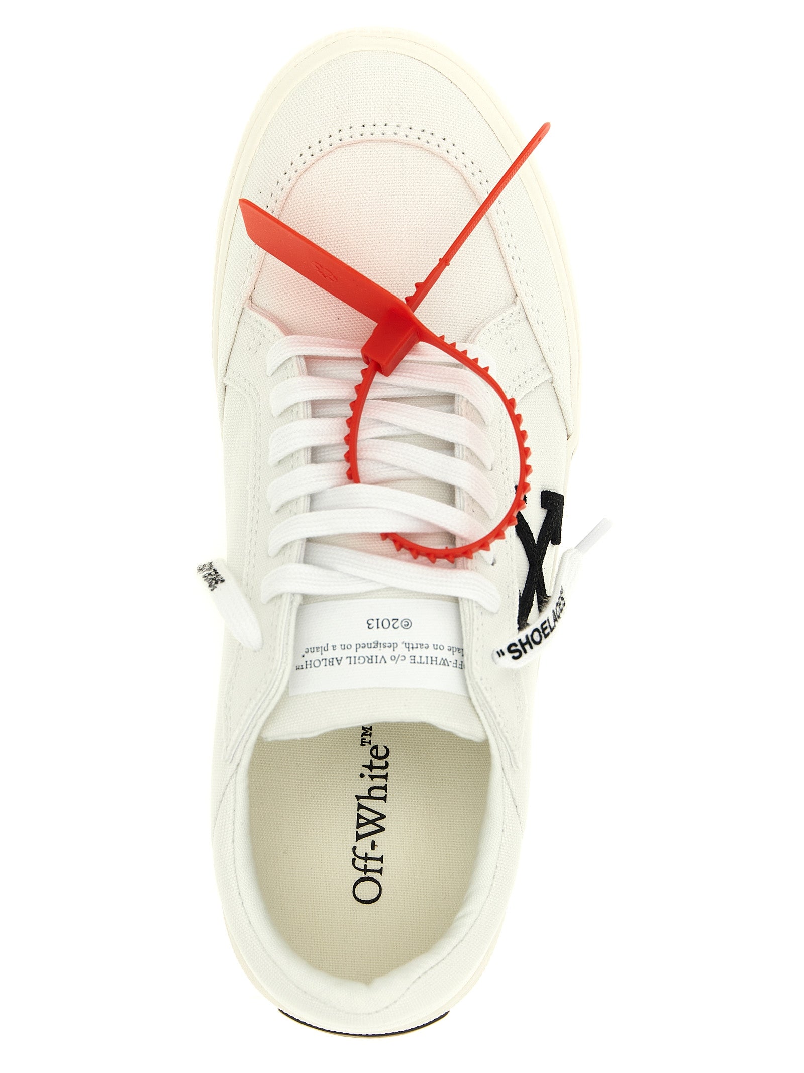 Off-White White/Black Cotton Low Top Sneakers