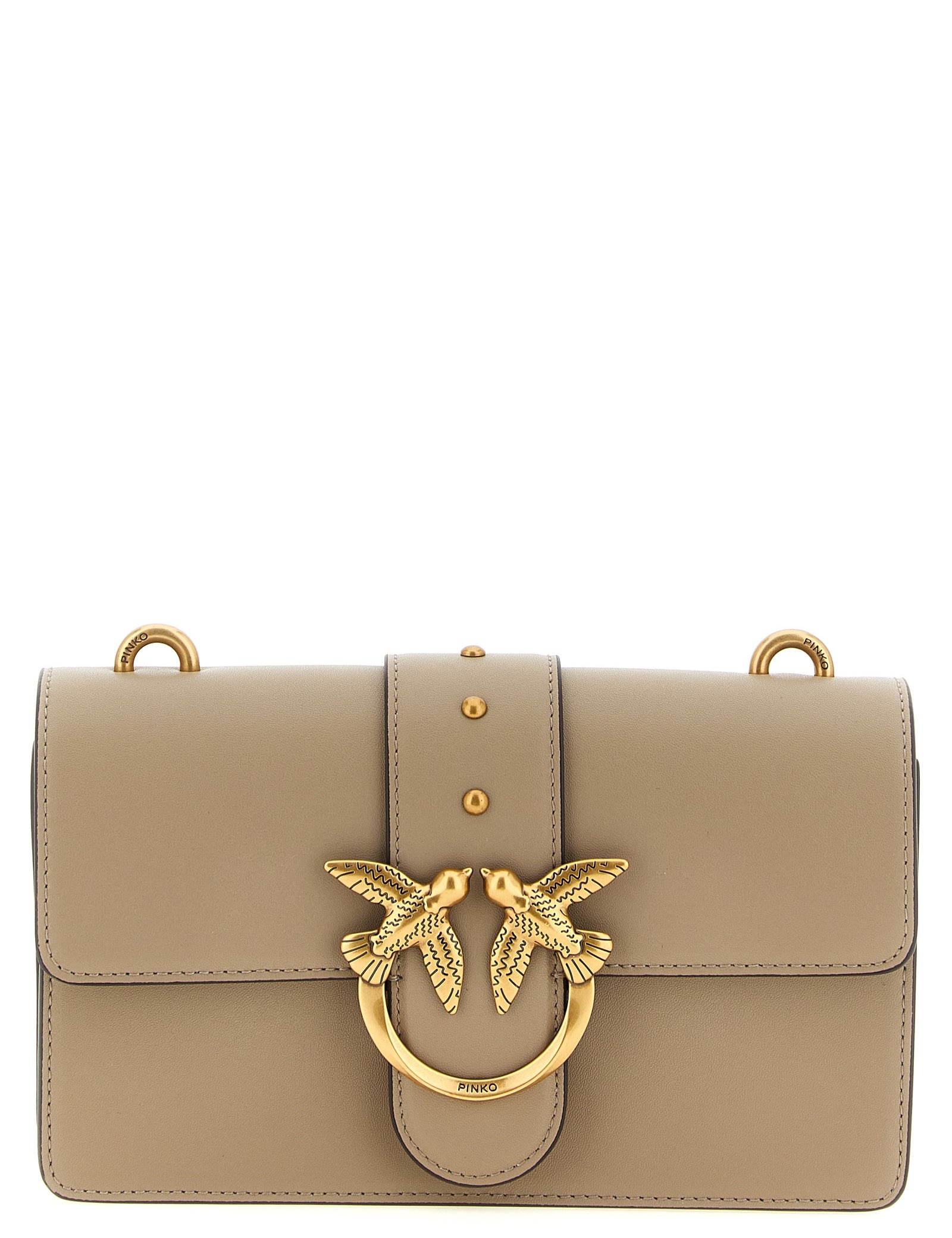 PINKO Gray Calfskin Crossbody Bag