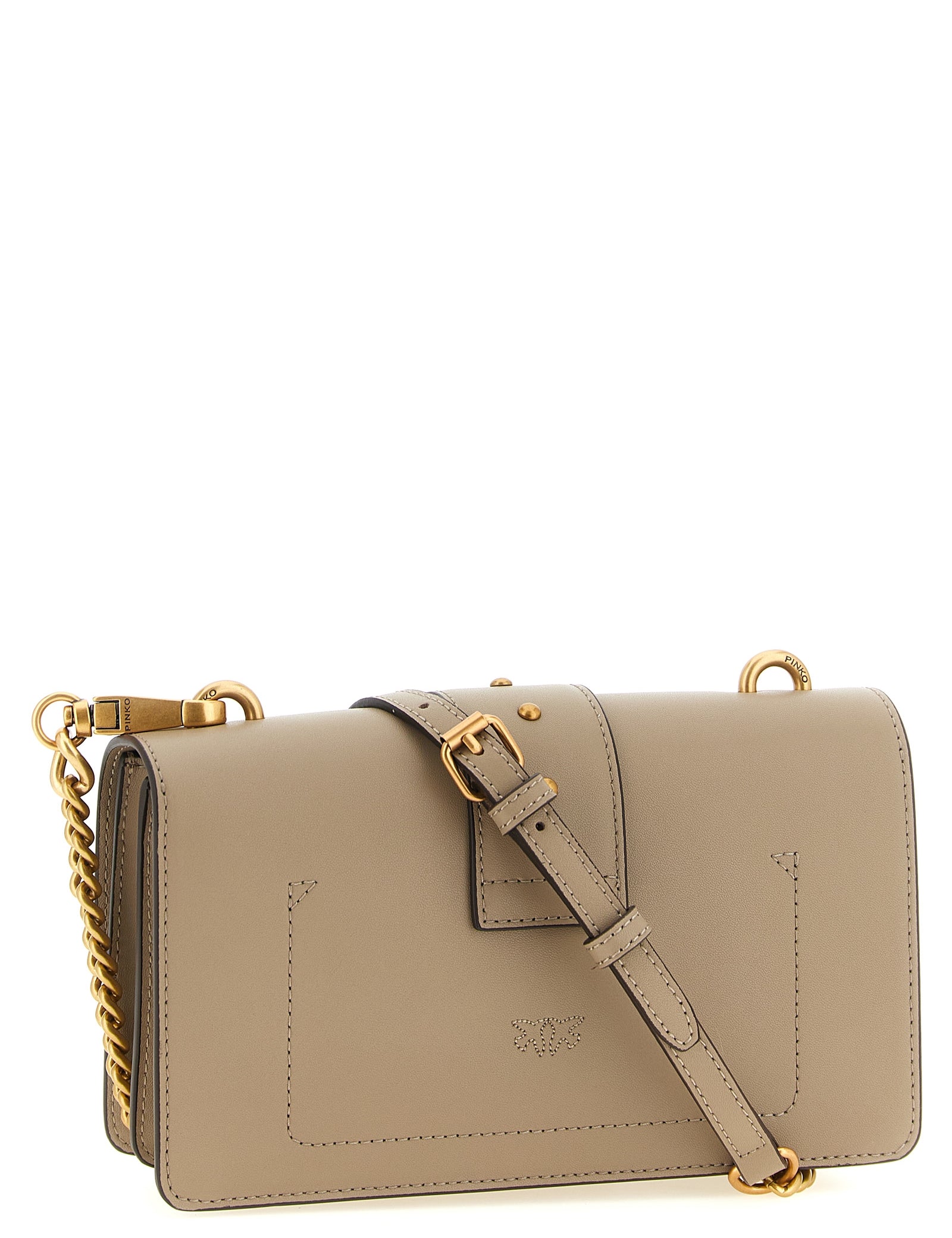 PINKO Gray Calfskin Crossbody Bag