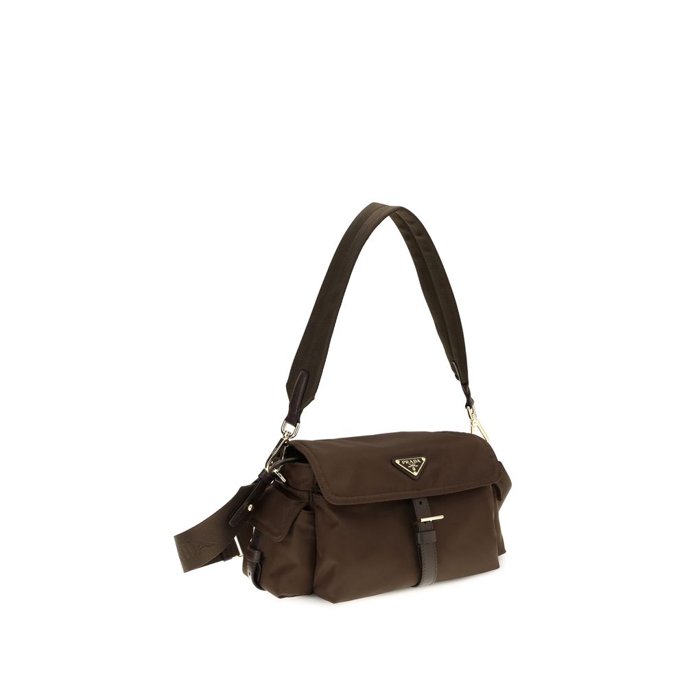 Prada Brown Recycled Polyamide Shoulder Bags