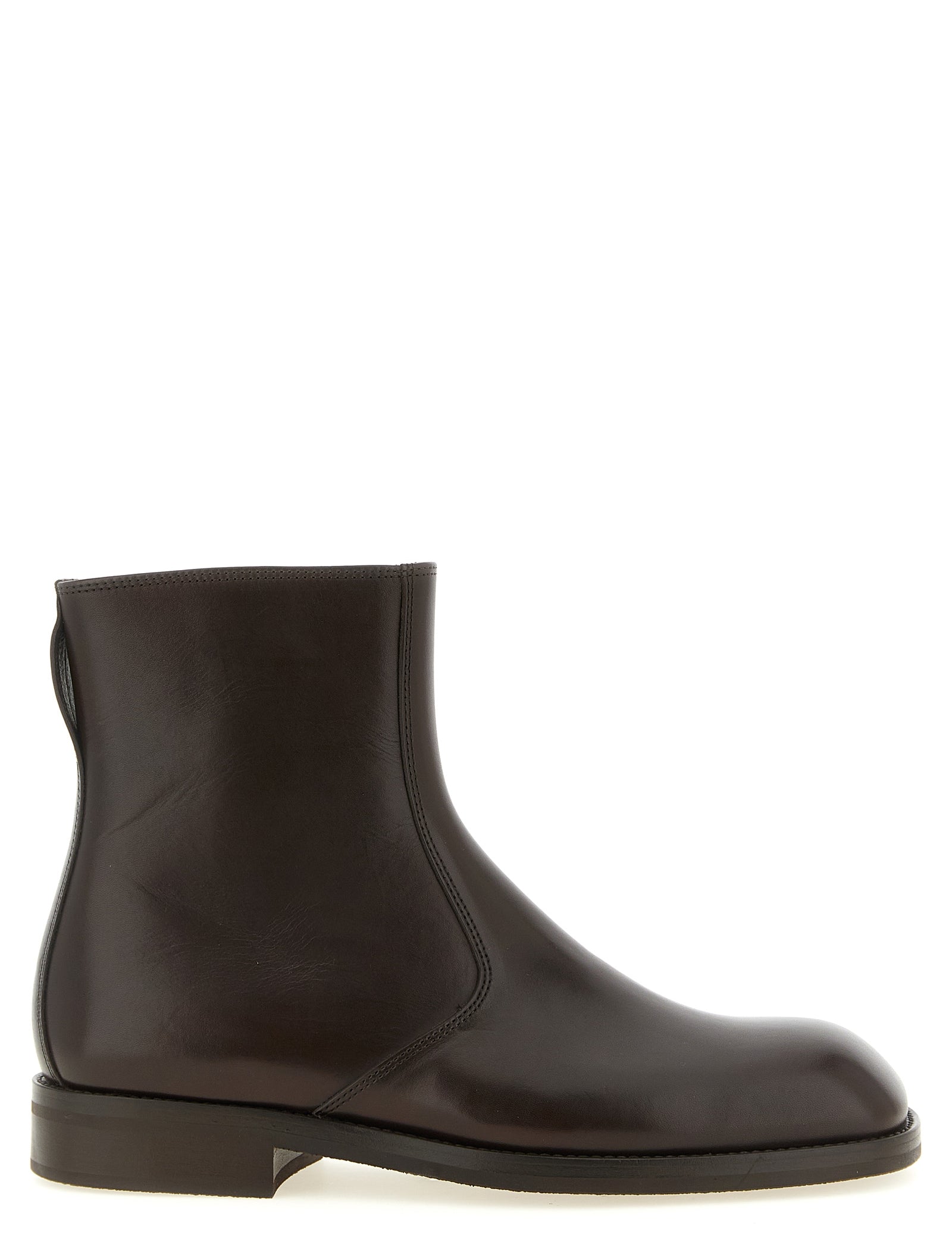 Lemaire Brown Lamb Leather Ankle Boots